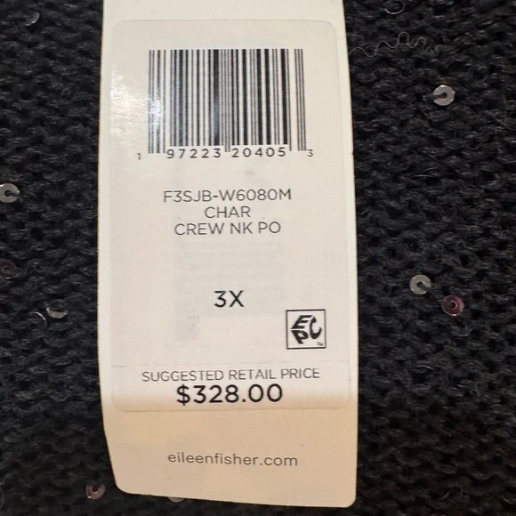 Eileen Fisher Merino Sequin Crew Neck Top size 3X, NWTs - Picture 9 of 14